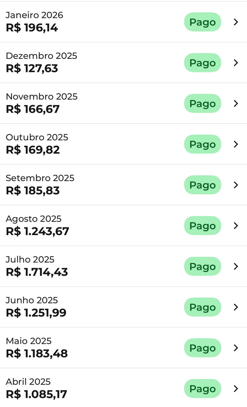 Extrato real da conta de luz mostrando redução drástica após instalação solar